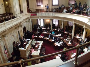 The State Senate of New Jersey in action in the senate chamber, June 2013.  Author: Rickyrab