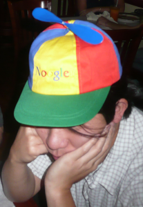  A photo of someone wearing a Google NOOGLER hat. October 4, 2007 Author: Alex Lozupone