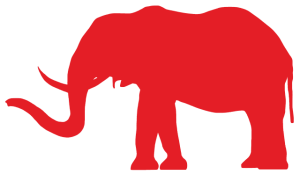  Outline of a bull African Bush Elephant, in red, to symbolize conservatism without directly using the party's logo. Author: Spartan7W, derived from work of Six Plus By Libe 
