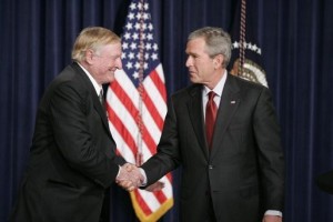 William_F._Buckley,_Jr._with_President_Bush_2005 Author: Paul Morse, White House Photo Office