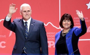 Mike Pence and his wife, Karen Pence, speaking at CPAC 2015 in Washington, DC.  February 27, 2015 Author: Gage Skidmore