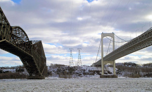  Author: BlanchardB Quebec and Pierre-Laporte Bridges, seen from the North end in win